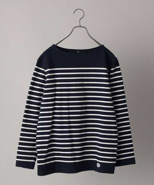 SHIPS(シップス)の「【WEB限定】SHIPS: ワンポイント ロゴ ワッペン ジャージー ボーダー ボートネック ロングスリーブ Tシャツ (ロンT) 22SS(Tシャツ/カットソー・メンズ・ホワイト/ネイビー/レッド/グリーン・SMALL/MEDIUM/LARGE/X-LARGE)」の4枚目の写真