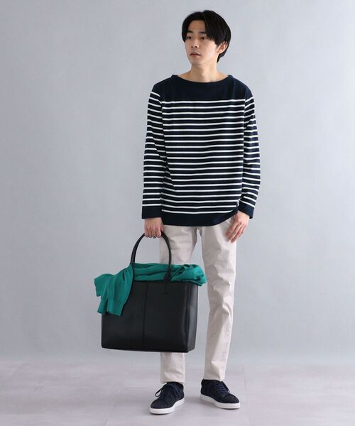 SHIPS(シップス)の「【WEB限定】SHIPS: ワンポイント ロゴ ワッペン ジャージー ボーダー ボートネック ロングスリーブ Tシャツ (ロンT) 22SS(Tシャツ/カットソー・メンズ・ホワイト/ネイビー/レッド/グリーン・SMALL/MEDIUM/LARGE/X-LARGE)」の5枚目の写真