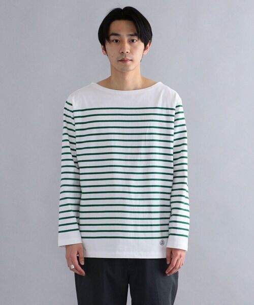 SHIPS(シップス)の「【WEB限定】SHIPS: ワンポイント ロゴ ワッペン ジャージー ボーダー ボートネック ロングスリーブ Tシャツ (ロンT) 22SS(Tシャツ/カットソー・メンズ・ホワイト/ネイビー/レッド/グリーン・SMALL/MEDIUM/LARGE/X-LARGE)」の9枚目の写真