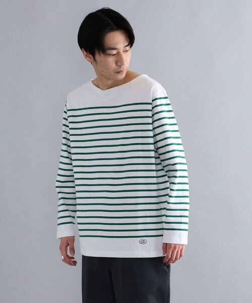 SHIPS(シップス)の「【WEB限定】SHIPS: ワンポイント ロゴ ワッペン ジャージー ボーダー ボートネック ロングスリーブ Tシャツ (ロンT) 22SS(Tシャツ/カットソー・メンズ・ホワイト/ネイビー/レッド/グリーン・SMALL/MEDIUM/LARGE/X-LARGE)」の10枚目の写真