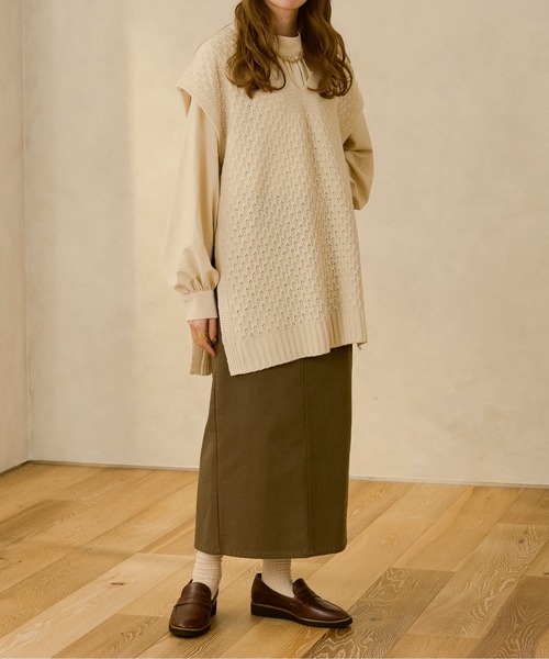 Ambre Neige(アンブルネージュ)の「ワッフルニットベスト/【WEB/EC限定商品】(ベスト・レディース・ダークブラウン/アイボリー/モカ・FREE)」の21枚目の写真