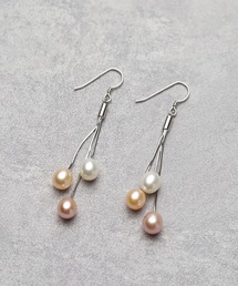 【MUSES】マルチカラー淡水パールチェーンピアス
