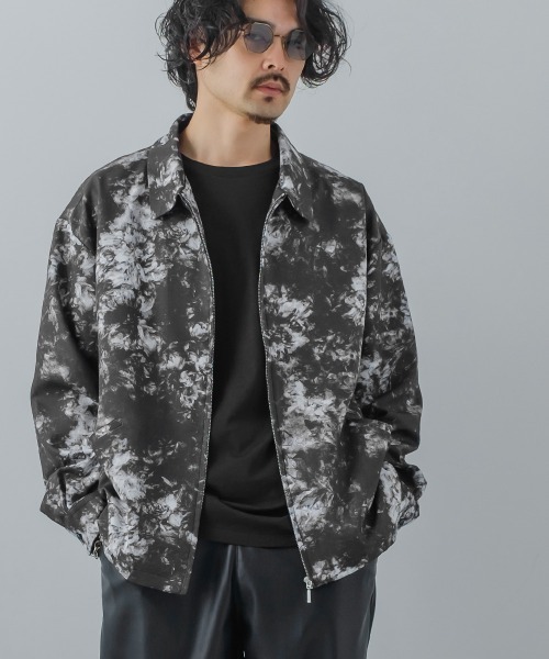improves（インプローブス）の「とろみジョーゼット 総柄プリント 総裏 ジップ ジャケット セットアップ対応（ブルゾン・メンズ・ブラック/B/ライトグレー/ブルー/グリーン/A・LARGE/MEDIUM）」の7枚目の写真