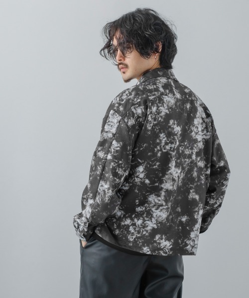 improves（インプローブス）の「とろみジョーゼット 総柄プリント 総裏 ジップ ジャケット セットアップ対応（ブルゾン・メンズ・ブラック/B/ライトグレー/ブルー/グリーン/A・LARGE/MEDIUM）」の8枚目の写真