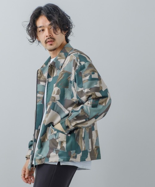 improves（インプローブス）の「とろみジョーゼット 総柄プリント 総裏 ジップ ジャケット セットアップ対応（ブルゾン・メンズ・ブラック/B/ライトグレー/ブルー/グリーン/A・LARGE/MEDIUM）」の16枚目の写真