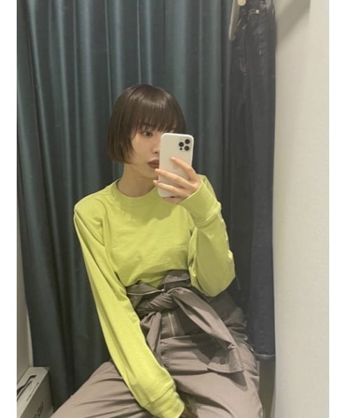 THROW by SLY（スローバイスライ）の「THROW PADDED L/S TOPS ロングスリーブ トップス（Tシャツ/カットソー・レディース・ホワイト/ブラック/ライム・FREE）」の11枚目の写真