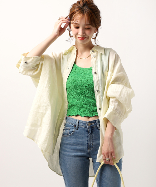 JOINT WORKS(ジョイントワークス)の「リネン100ビッグシャツ(シャツ/ブラウス・レディース・ブラウン/レッド/キナリ・FREE)」の2枚目の写真