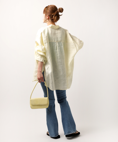 JOINT WORKS(ジョイントワークス)の「リネン100ビッグシャツ(シャツ/ブラウス・レディース・ブラウン/レッド/キナリ・FREE)」の4枚目の写真