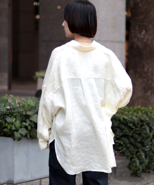 JOINT WORKS(ジョイントワークス)の「リネン100ビッグシャツ(シャツ/ブラウス・レディース・ブラウン/レッド/キナリ・FREE)」の7枚目の写真