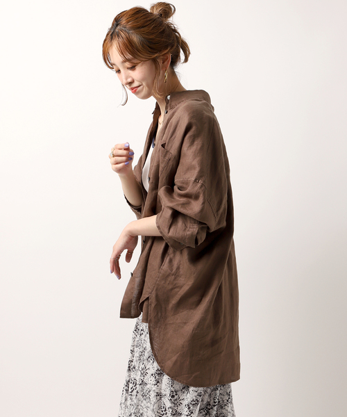 JOINT WORKS(ジョイントワークス)の「リネン100ビッグシャツ(シャツ/ブラウス・レディース・ブラウン/レッド/キナリ・FREE)」の12枚目の写真