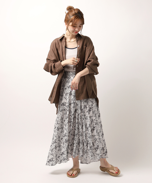 JOINT WORKS(ジョイントワークス)の「リネン100ビッグシャツ(シャツ/ブラウス・レディース・ブラウン/レッド/キナリ・FREE)」の13枚目の写真