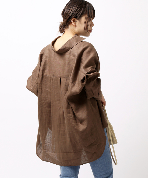 JOINT WORKS(ジョイントワークス)の「リネン100ビッグシャツ(シャツ/ブラウス・レディース・ブラウン/レッド/キナリ・FREE)」の16枚目の写真