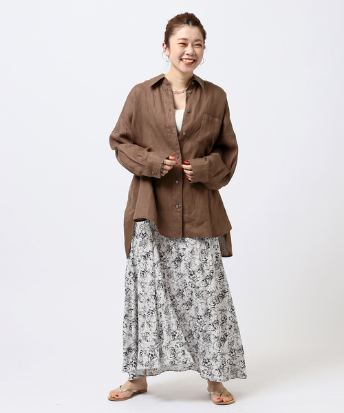 JOINT WORKS(ジョイントワークス)の「リネン100ビッグシャツ(シャツ/ブラウス・レディース・ブラウン/レッド/キナリ・FREE)」の18枚目の写真