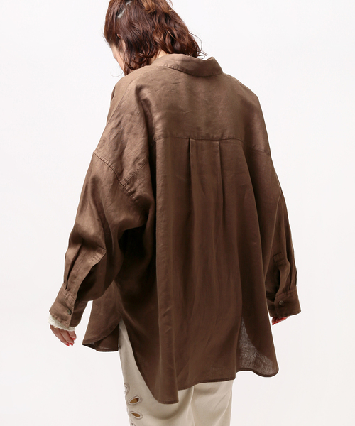 JOINT WORKS(ジョイントワークス)の「リネン100ビッグシャツ(シャツ/ブラウス・レディース・ブラウン/レッド/キナリ・FREE)」の19枚目の写真