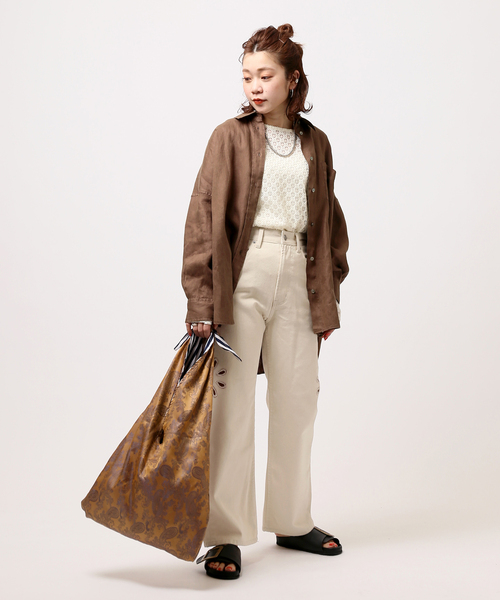 JOINT WORKS(ジョイントワークス)の「リネン100ビッグシャツ(シャツ/ブラウス・レディース・ブラウン/レッド/キナリ・FREE)」の20枚目の写真