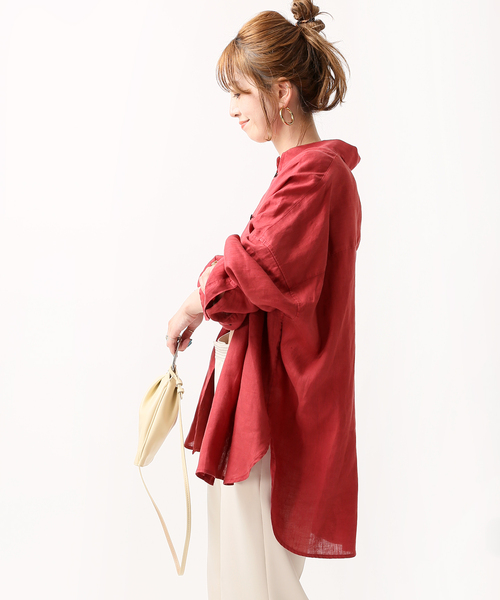 JOINT WORKS(ジョイントワークス)の「リネン100ビッグシャツ(シャツ/ブラウス・レディース・ブラウン/レッド/キナリ・FREE)」の21枚目の写真