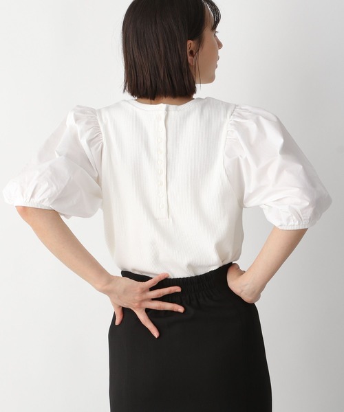 A part by(アパートバイ)の「ドッキングパフプルオーバー_6分袖 276087(Tシャツ/カットソー・レディース・ブラック/オフホワイト/ブラック系その他2・FREE)」の14枚目の写真