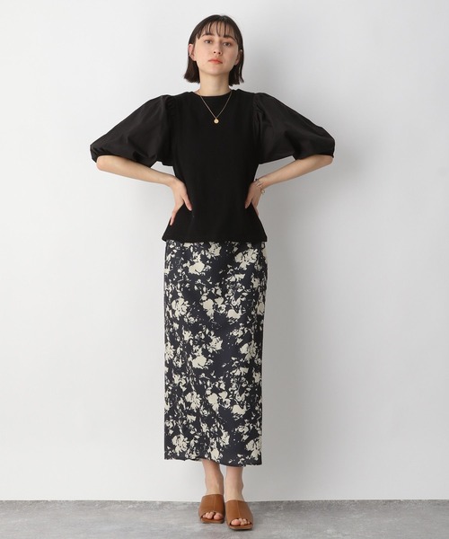 A part by(アパートバイ)の「ドッキングパフプルオーバー_6分袖 276087(Tシャツ/カットソー・レディース・ブラック/オフホワイト/ブラック系その他2・FREE)」の4枚目の写真