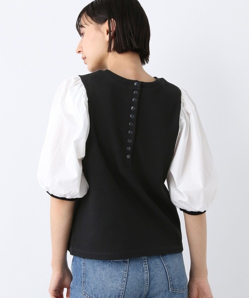 A part by(アパートバイ)の「ドッキングパフプルオーバー_6分袖 276087(Tシャツ/カットソー・レディース・ブラック/オフホワイト/ブラック系その他2・FREE)」の5枚目の写真