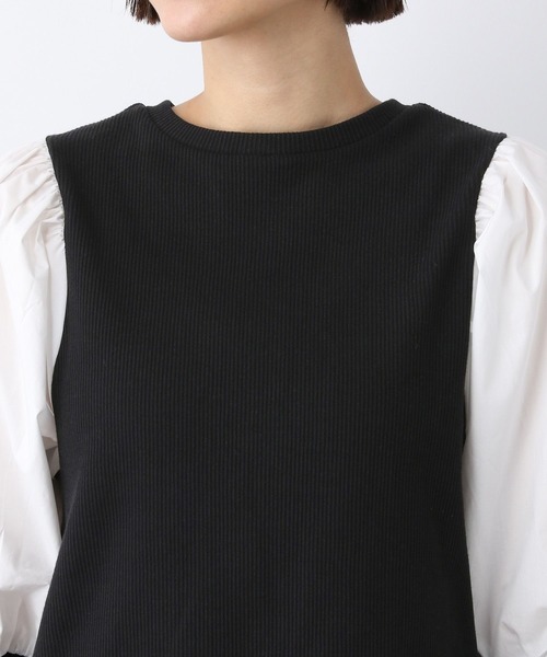 A part by(アパートバイ)の「ドッキングパフプルオーバー_6分袖 276087(Tシャツ/カットソー・レディース・ブラック/オフホワイト/ブラック系その他2・FREE)」の12枚目の写真