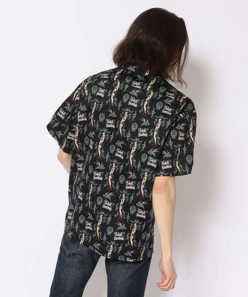 schott（ショット）の「PINUP SWALLOW HAWAIIAN SHIRT/ピンナップ スワロー ハワイアンシャツ（シャツ/ブラウス・メンズ・ブラック/ネイビー・X-LARGE/XX-LARGE/MEDIUM/LARGE）」の11枚目の写真