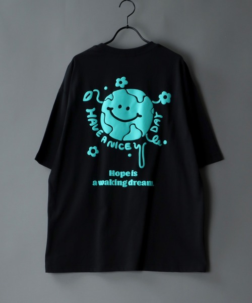 SITRY（シトリー）の「oversize foam print T-shirt/オーバーサイズ 発泡プリント　ラグランTシャツ（Tシャツ/カットソー・メンズ・ホワイト/ブラック/ブルー/グリーン/ホワイト系その他/ブラック系その他/グリーン系その他/ブルー系その他・M/L）」の4枚目の写真