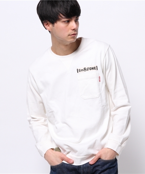 OUTLET（アウトレット）の「【WHO'S WHO gallery】EMポケットL/S（Tシャツ/カットソー・メンズ・ネイビー/オフホワイト・LARGE/MEDIUM）」の2枚目の写真