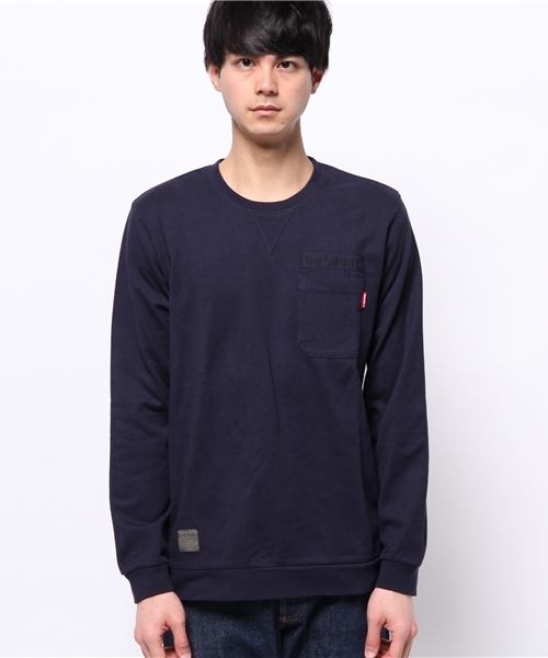 OUTLET（アウトレット）の「【WHO'S WHO gallery】EMポケットL/S（Tシャツ/カットソー・メンズ・ネイビー/オフホワイト・LARGE/MEDIUM）」の3枚目の写真