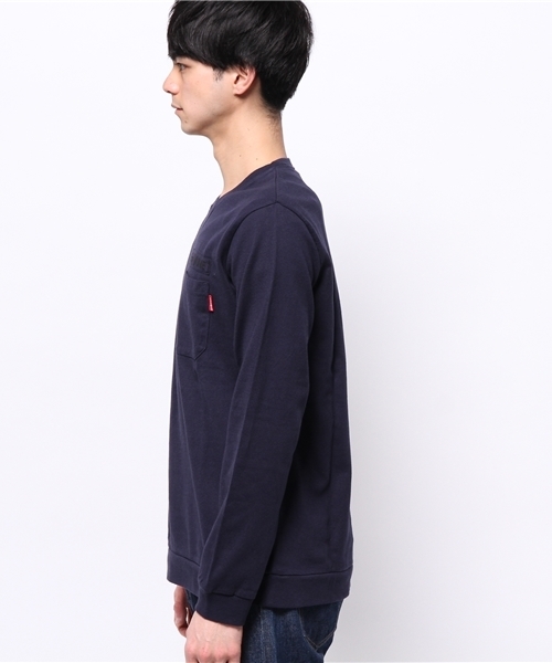 OUTLET（アウトレット）の「【WHO'S WHO gallery】EMポケットL/S（Tシャツ/カットソー・メンズ・ネイビー/オフホワイト・LARGE/MEDIUM）」の4枚目の写真