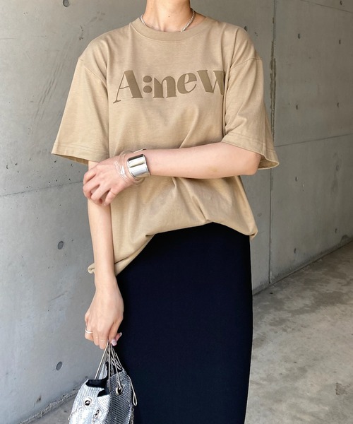 DouDou（ドゥドゥ）の「【WEB限定】Anew プリントTEE（Tシャツ/カットソー・レディース・チャコールグレー/オフホワイト/カーキ・FREE）」の3枚目の写真