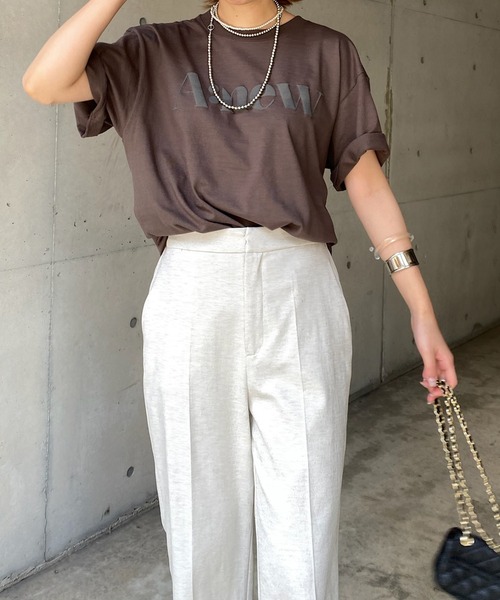 DouDou（ドゥドゥ）の「【WEB限定】Anew プリントTEE（Tシャツ/カットソー・レディース・チャコールグレー/オフホワイト/カーキ・FREE）」の2枚目の写真