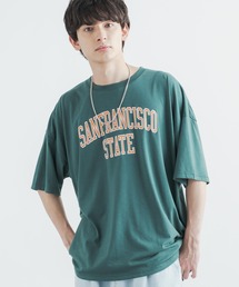 ネックレス付き オーバーサイズ カレッジロゴプリント半袖ビッグTシャツ