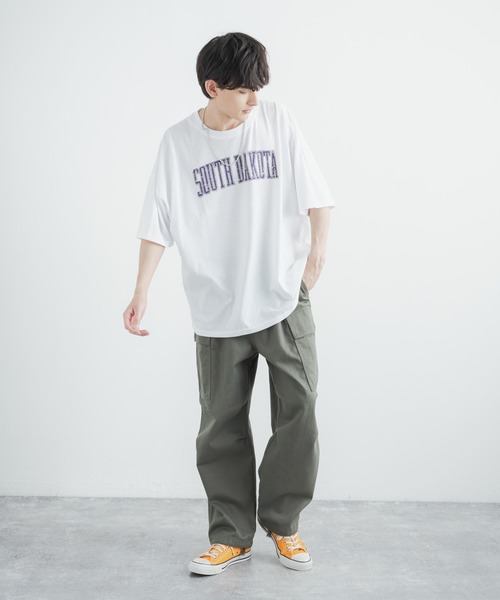 Rocky Monroe(ロッキーモンロー)の「ネックレス付き オーバーサイズ カレッジロゴプリント半袖ビッグTシャツ(Tシャツ/カットソー・メンズ・ブラック系/ブラック/ネイビー/ホワイト系/ホワイト/グリーン・LL/L/M)」の14枚目の写真