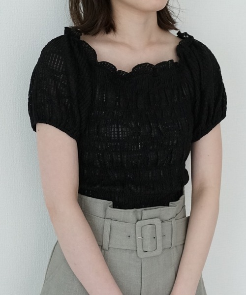 Cheek(チーク)の「シャーリングコンパクトトップス(Tシャツ/カットソー・レディース・ミント/オフホワイト/アイボリー/ブラック・MEDIUM)」の22枚目の写真