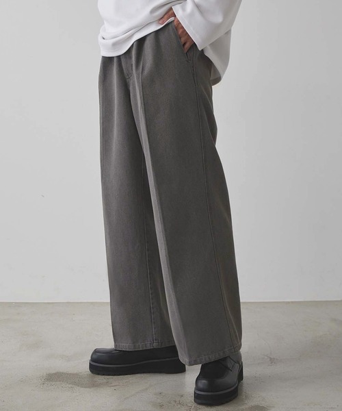 極美品 2025SS ポールスミス ワイドタックパンツ デニム風 センタープレス CLEL】Denim Tuck Wide Center Press Slacks /デニム タック