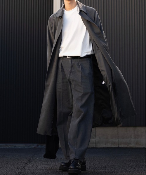 CLEL(クレイル)の「【CLEL】Denim Tuck Wide Center Press Slacks /デニム タックワイドセンタープレススラックス(デニムパンツ・メンズ・グレー/インディゴブルー/ダークグレー・S/M/L)」の18枚目の写真
