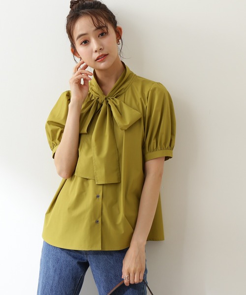 N.(N. Natural Beauty Basic)(エヌエヌナチュラルビューティーベーシック)の「◆リボンタイブラウス(シャツ/ブラウス・レディース・ライトグレー/ダークグレー/イエロー・MEDIUM)」の3枚目の写真