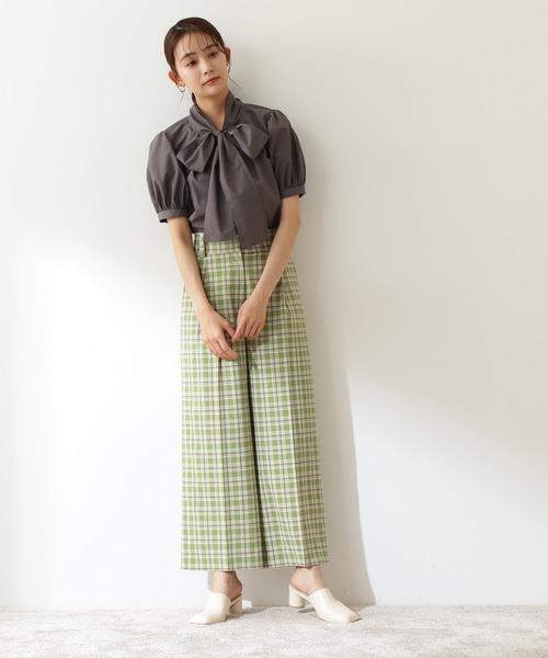 N.(N. Natural Beauty Basic)(エヌエヌナチュラルビューティーベーシック)の「◆リボンタイブラウス(シャツ/ブラウス・レディース・ライトグレー/ダークグレー/イエロー・MEDIUM)」の9枚目の写真