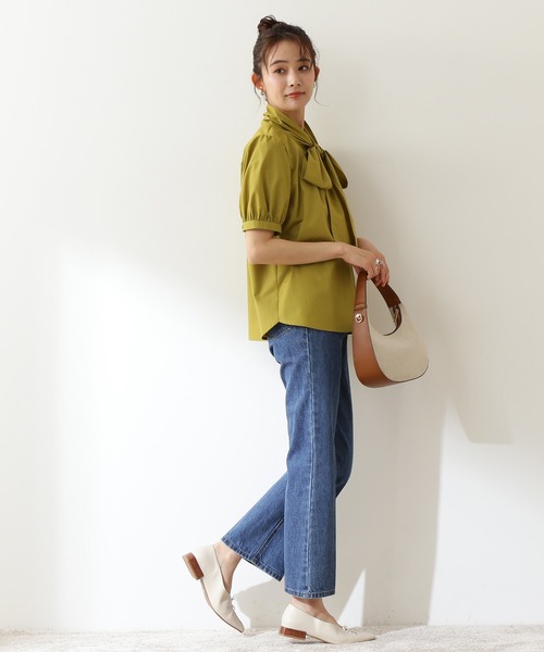 N.(N. Natural Beauty Basic)(エヌエヌナチュラルビューティーベーシック)の「◆リボンタイブラウス(シャツ/ブラウス・レディース・ライトグレー/ダークグレー/イエロー・MEDIUM)」の5枚目の写真