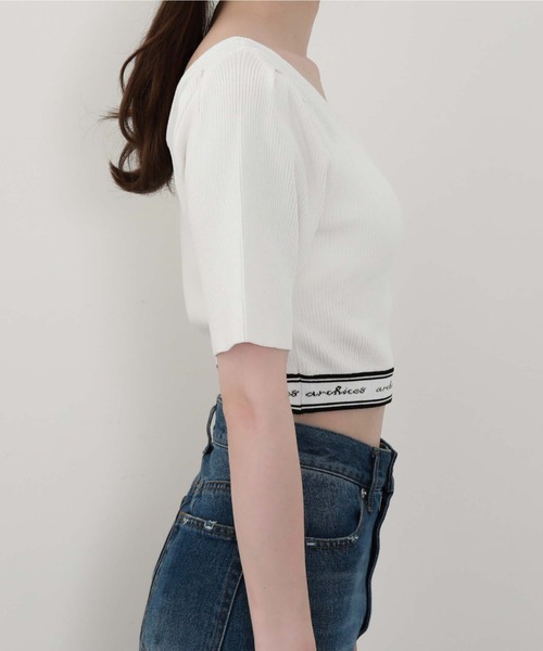 archives（アルシーヴ）の「裾ＪＱロゴリブニット（ニット/セーター・レディース・ブラック/アイボリー/ホワイト×ブラック/ピンクベージュ・MEDIUM）」の15枚目の写真