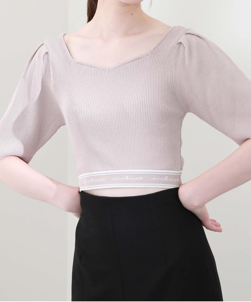 archives（アルシーヴ）の「裾ＪＱロゴリブニット（ニット/セーター・レディース・ブラック/アイボリー/ホワイト×ブラック/ピンクベージュ・MEDIUM）」の9枚目の写真