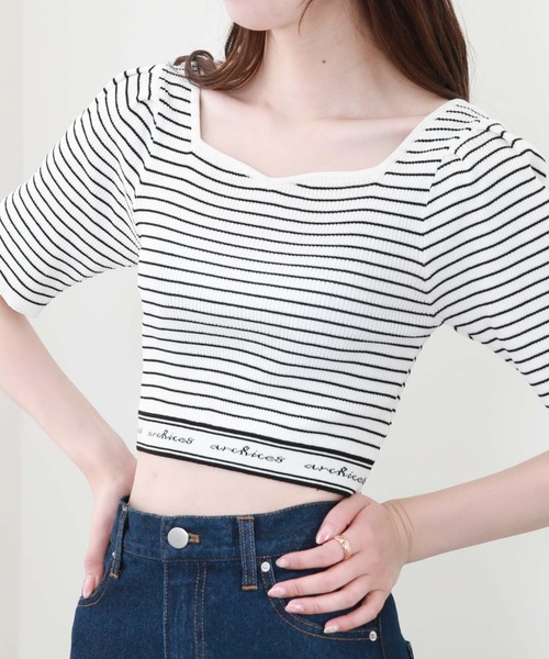 archives（アルシーヴ）の「裾ＪＱロゴリブニット（ニット/セーター・レディース・ブラック/アイボリー/ホワイト×ブラック/ピンクベージュ・MEDIUM）」の21枚目の写真