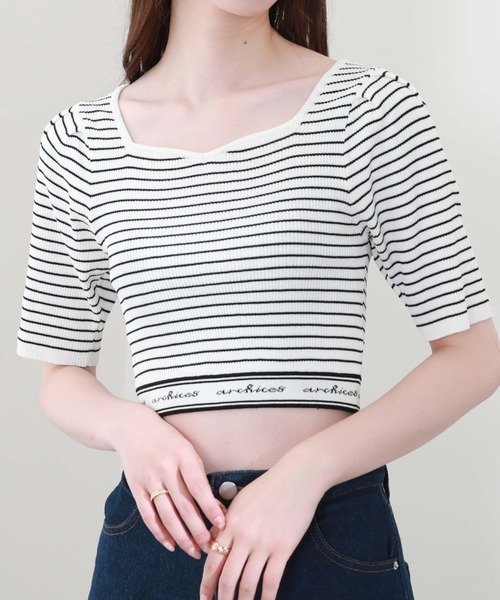 archives（アルシーヴ）の「裾ＪＱロゴリブニット（ニット/セーター・レディース・ブラック/アイボリー/ホワイト×ブラック/ピンクベージュ・MEDIUM）」の22枚目の写真