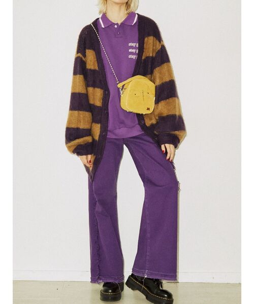 jouetie（ジュエティ）の「ルーズポロカラープルオーバー（ポロシャツ・レディース・ブラック/レッド/パープル・MEDIUM）」の6枚目の写真