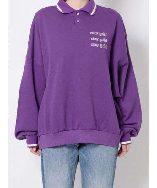 jouetie（ジュエティ）の「ルーズポロカラープルオーバー（ポロシャツ・レディース・ブラック/レッド/パープル・MEDIUM）」の8枚目の写真