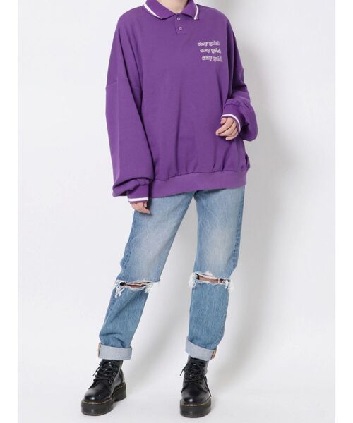 jouetie（ジュエティ）の「ルーズポロカラープルオーバー（ポロシャツ・レディース・ブラック/レッド/パープル・MEDIUM）」の14枚目の写真