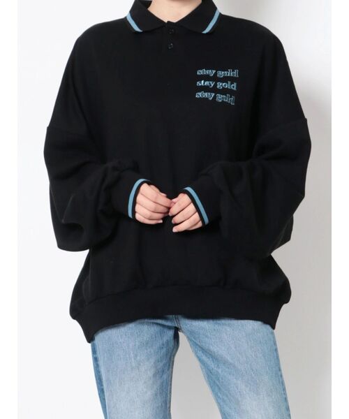 jouetie（ジュエティ）の「ルーズポロカラープルオーバー（ポロシャツ・レディース・ブラック/レッド/パープル・MEDIUM）」の18枚目の写真