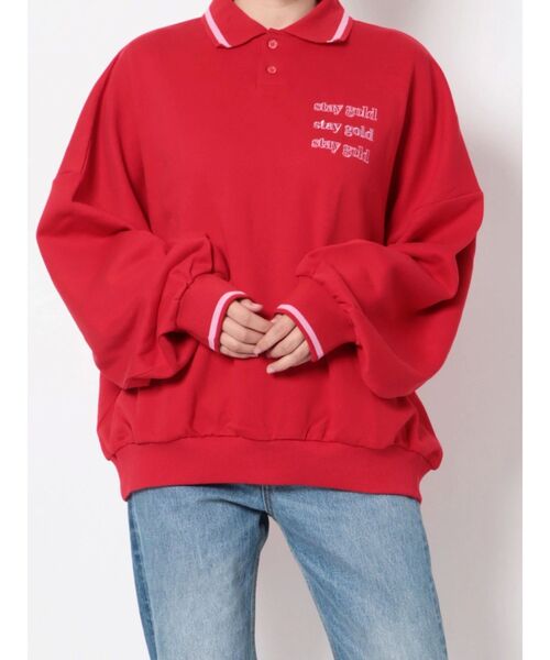 jouetie（ジュエティ）の「ルーズポロカラープルオーバー（ポロシャツ・レディース・ブラック/レッド/パープル・MEDIUM）」の19枚目の写真