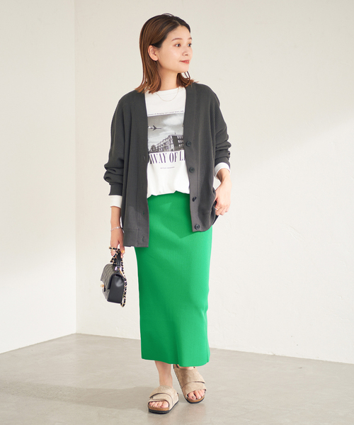 JOURNAL STANDARD（ジャーナルスタンダード）の「ハリヌキリブカーディガン（カーディガン/ボレロ・レディース・チャコールグレー/ベージュ/レッド・FREE）」の9枚目の写真