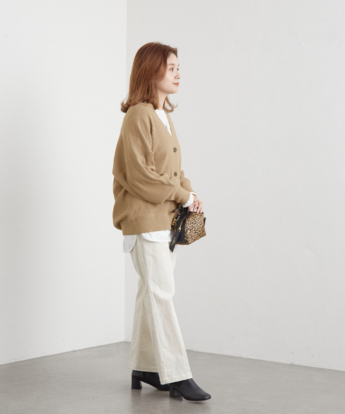 JOURNAL STANDARD（ジャーナルスタンダード）の「ハリヌキリブカーディガン（カーディガン/ボレロ・レディース・チャコールグレー/ベージュ/レッド・FREE）」の11枚目の写真